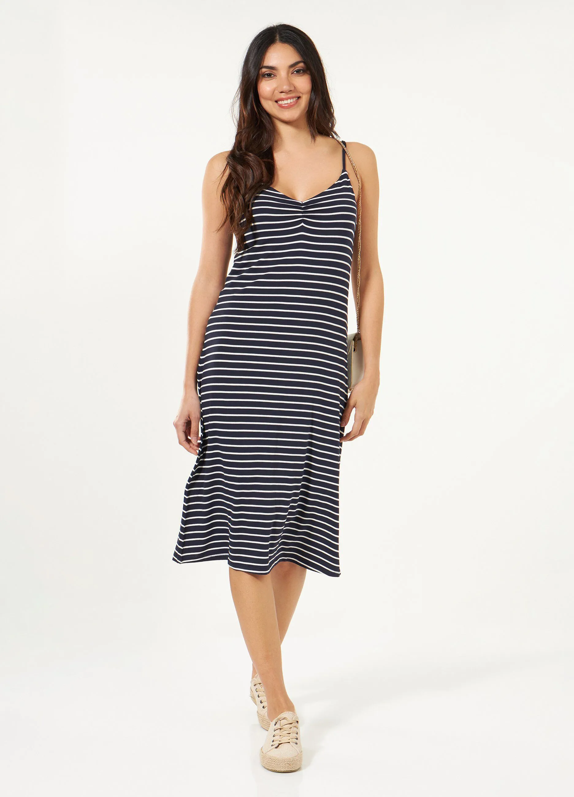 Abito a righe in viscosa elasticizzata donna