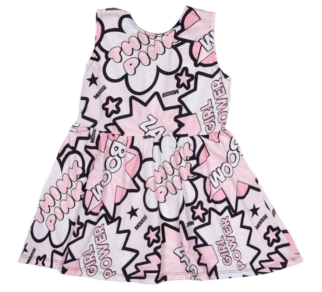 Abito rosa con stampa per neonata e bambina