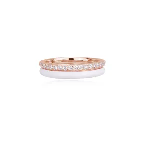 Anello Fascia Smalto Bianco e Zirconi Mabina Gioielli 523166