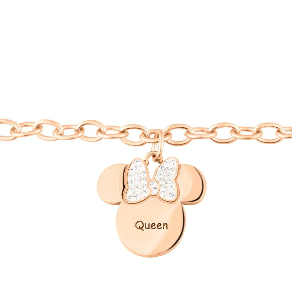 Bracciale Minnie Mickey Mouse & Friends Acciaio Rosa Cristallo Bianco 15.5+3 cm 1670309