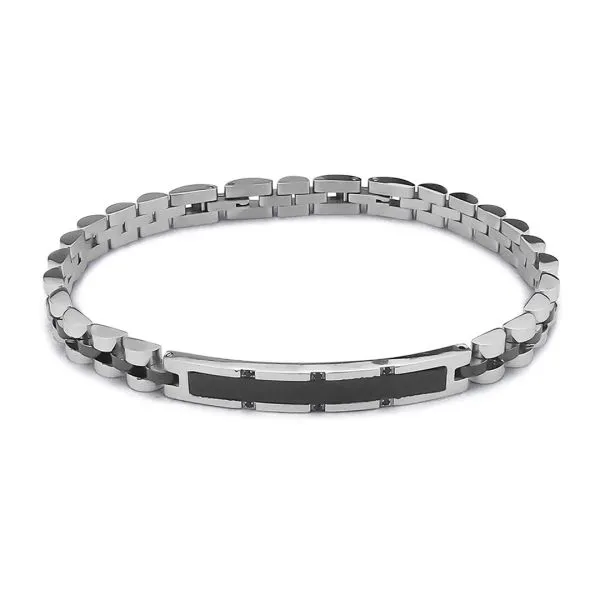 Bracciale modulare con Pvd nero e zirconi neri 2    