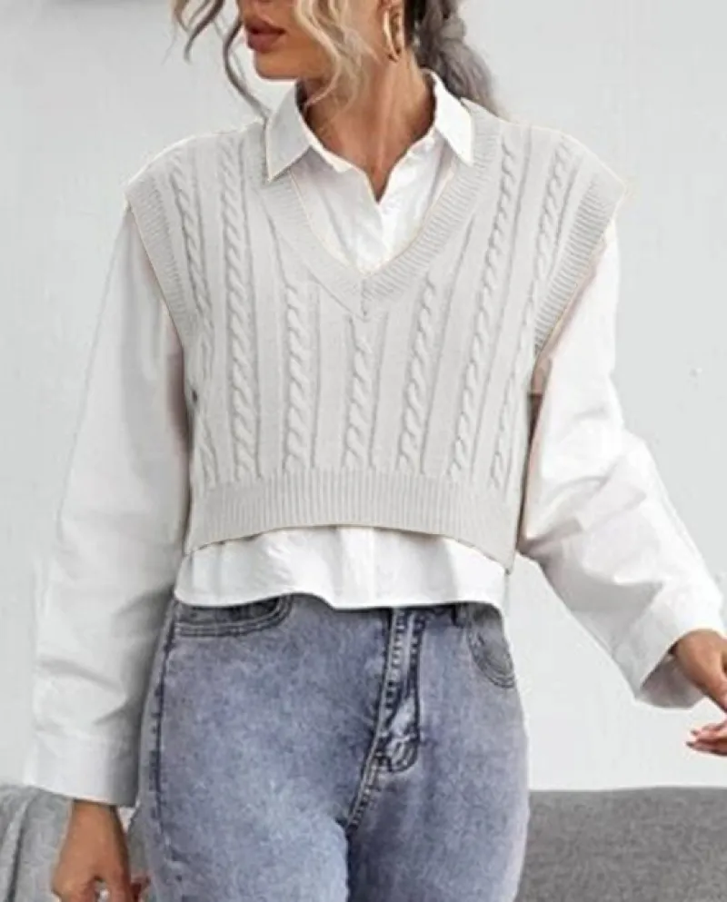 Gilet lavorato a maglia da donna Semplice tutto fiammifero Top corto in tinta unita 2022 Maglioni lavorati a maglia primaverili