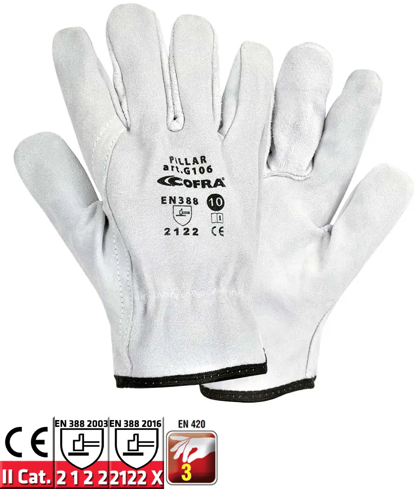 GUANTI CROSTA BOVINA PILLAR CF.12 PZ - TG.9
