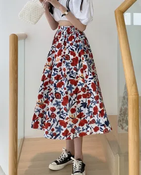 Jmprs Chiffon Donne Midi Gonne Estate Elastico Vita Alta Moda Prin