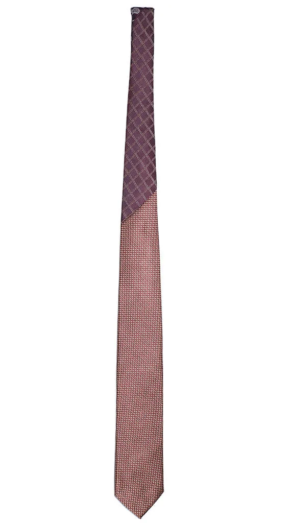 Man Tie Beige Bordeaux Pattern Bordeaux Beige Brown Checked Contrast Knot N1669