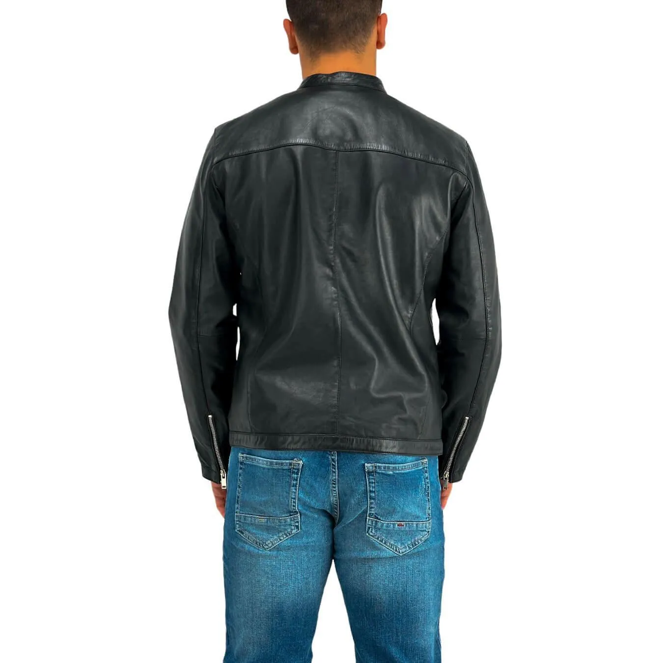 MarKup Giubbotto Uomo, Jacket Bomber, Vera Pelle, Slim, Nero