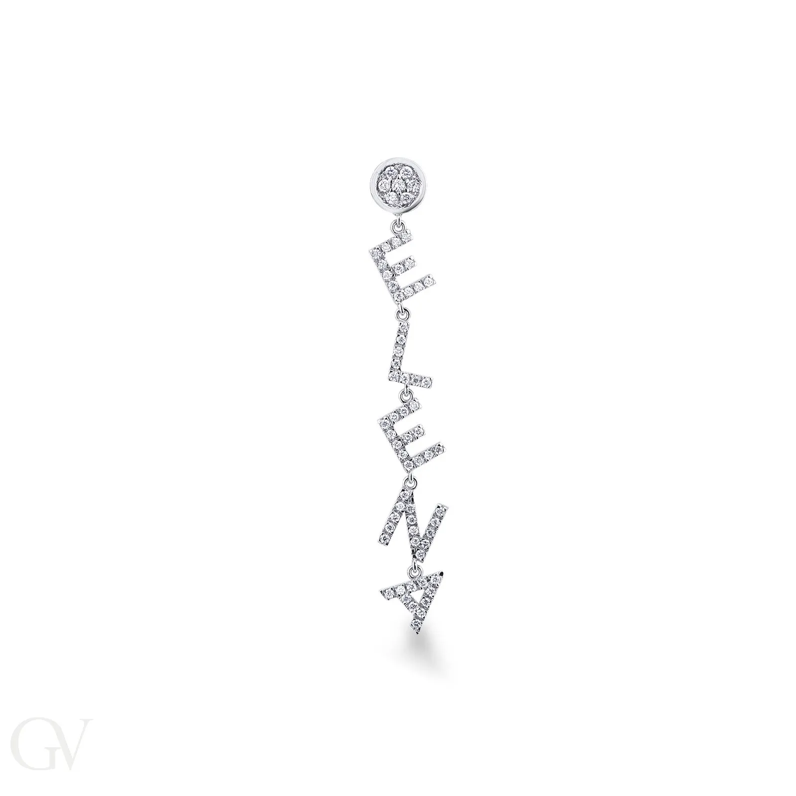 Mono orecchino personalizzabile in oro Bianco 18k e diamanti, ELENA