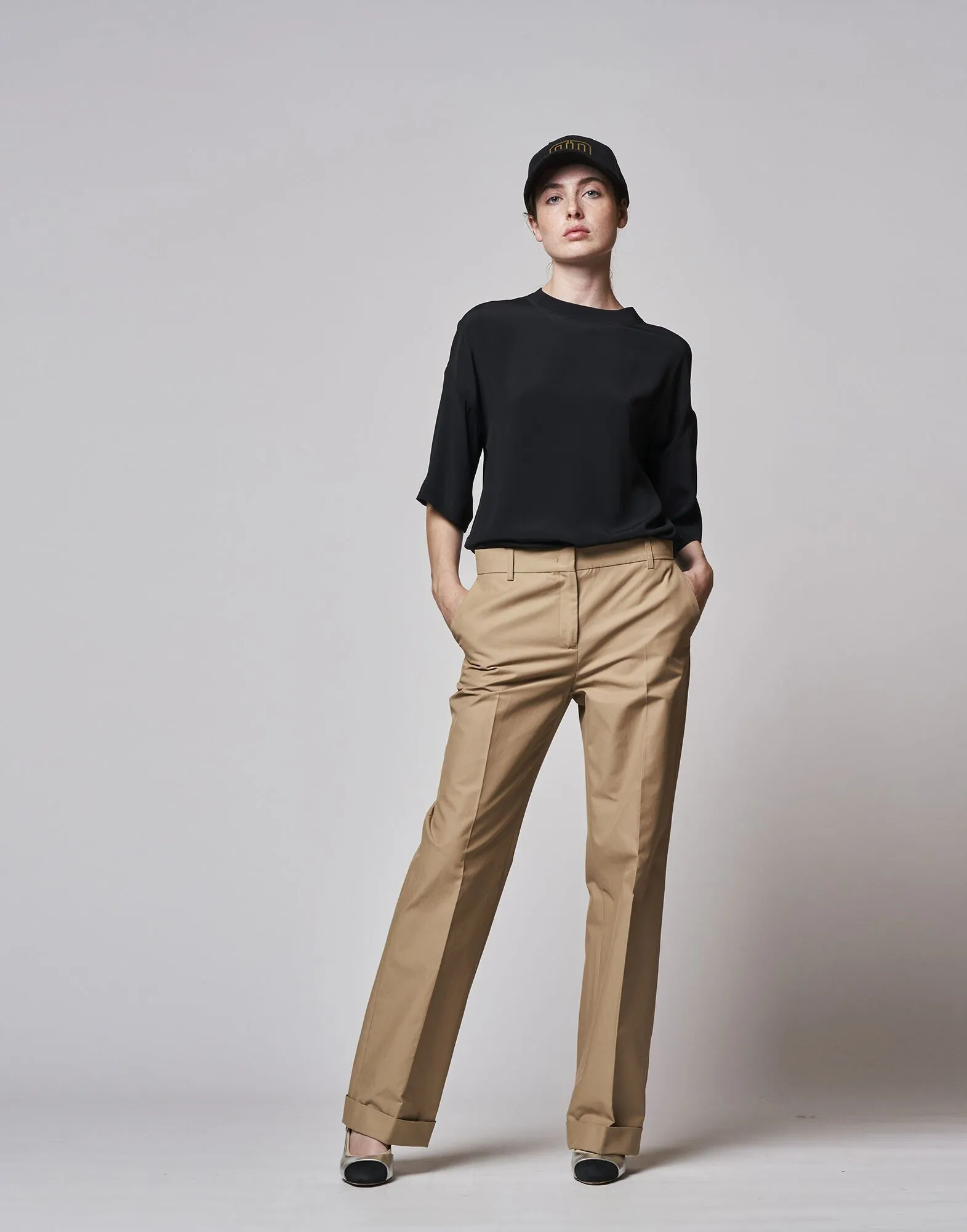 PANTALONE "ZENITH" BEIGE IN MISTO COTONE