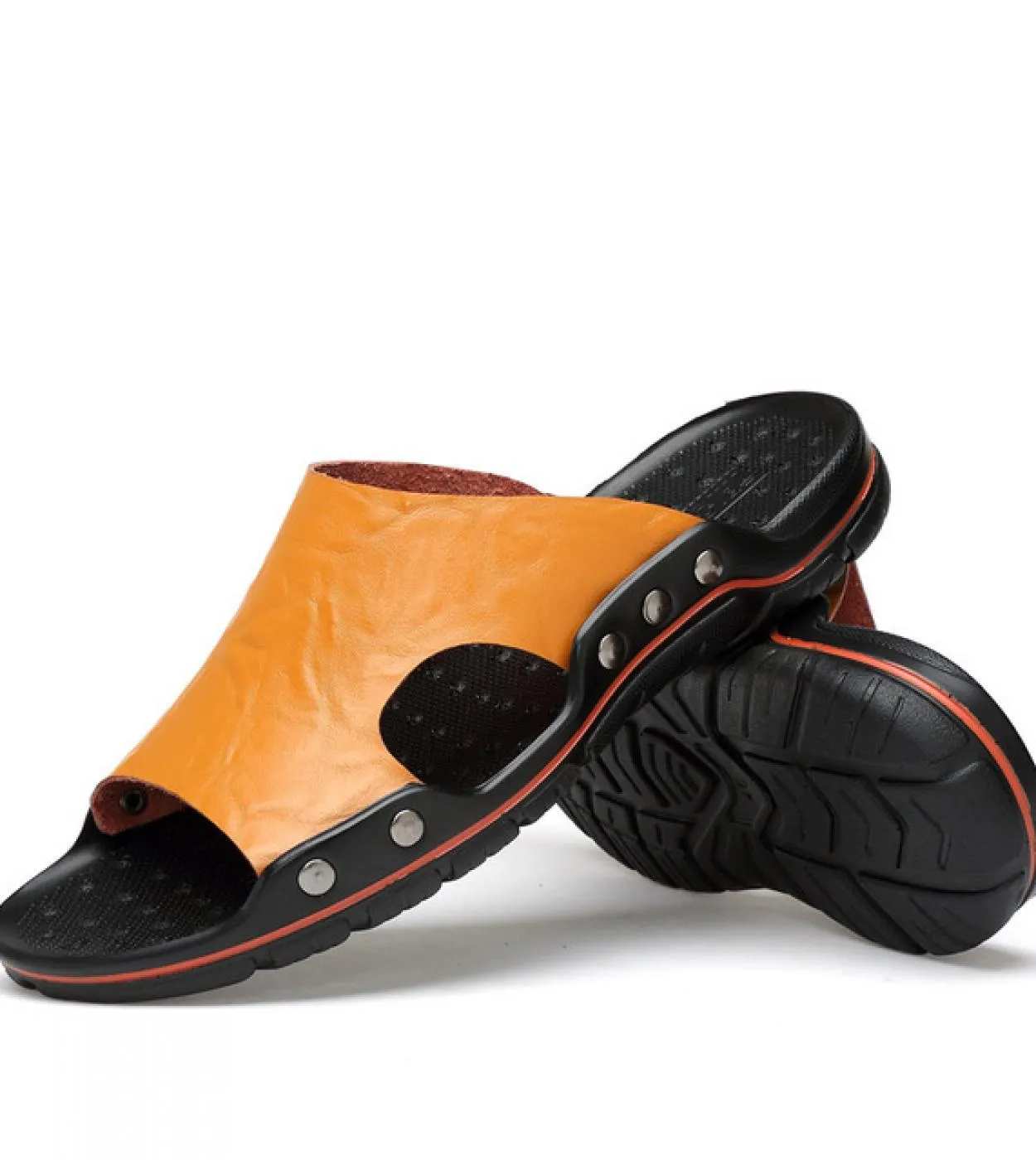 Pantofole in vera pelle da uomo di grandi dimensioni 48 47 Slip On Scarpe casual Estate Traspirante Outdoor Mens Slides Comoda s