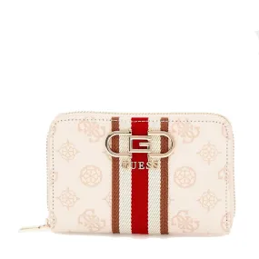 Portafoglio Donna GUESS Chiuso con Zip Linea Nelka Colore Cream Logo Misura Media
