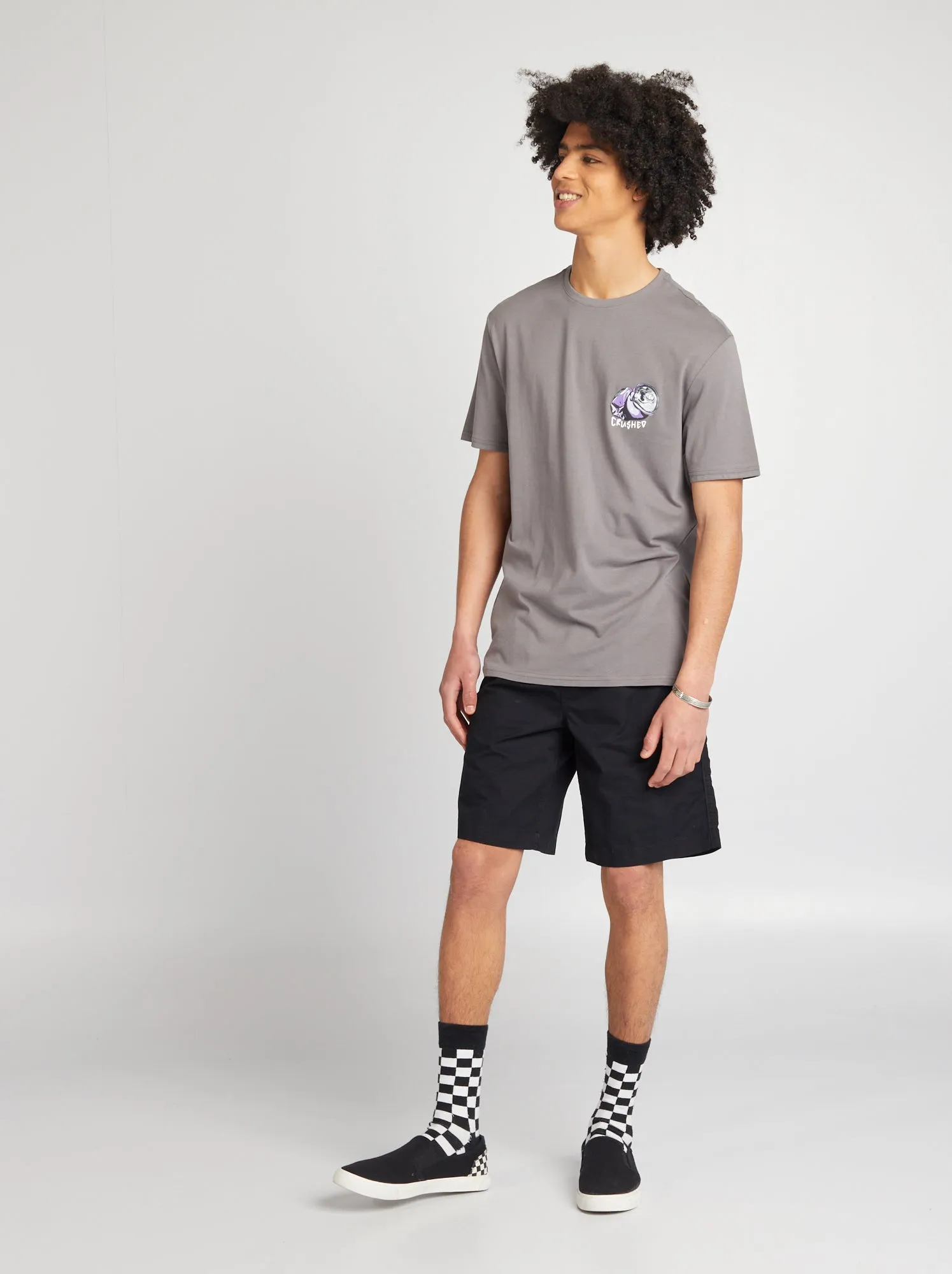 Shorts dritti con vita elasticizzata - nero