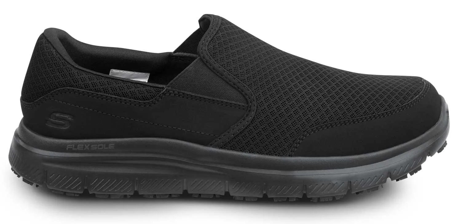 SKECHERS  Ella, Women's, Black, Slip On Athletic Style, MaxTRAX Slip Resistant, Soft Toe Work Shoe