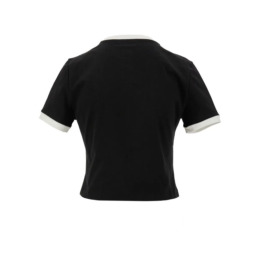 T-shirt cropped con patch logo