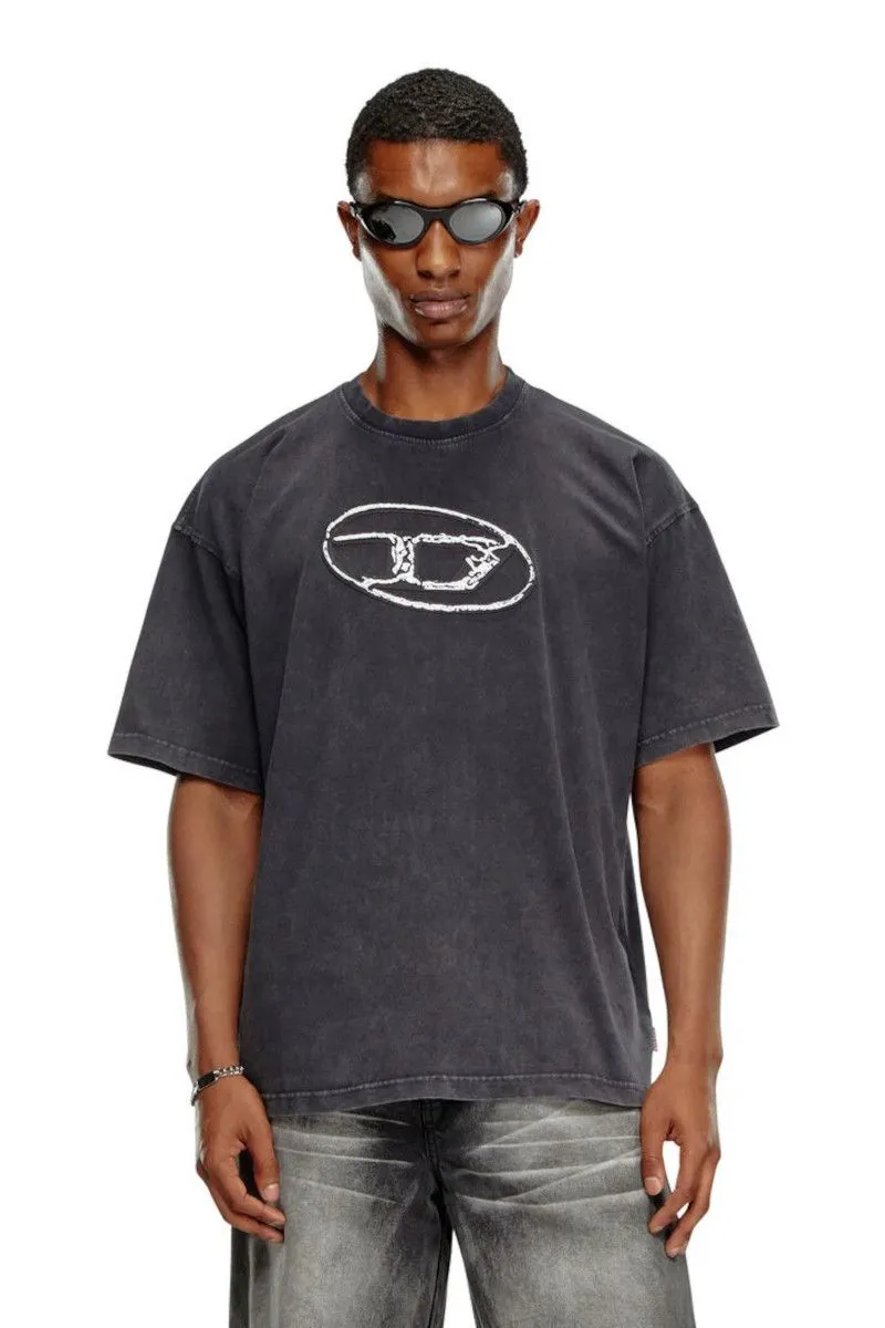 T-shirt sfumata con stampa Oval D uomo Nero