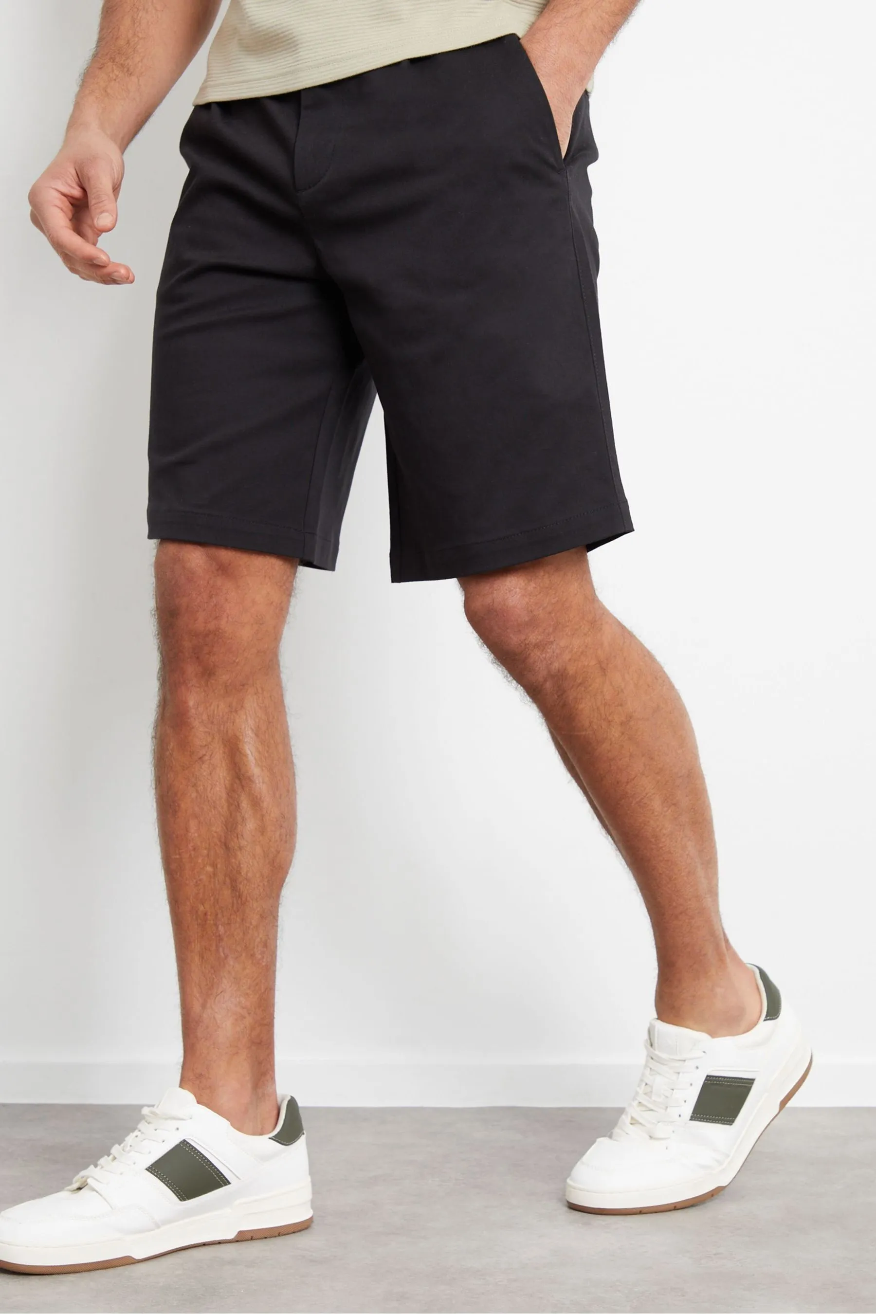 Threadbare - Shorts chino elasticizzati lunghi in twill di cotone