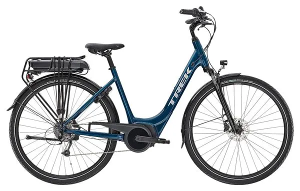 Trek Verve+ 1 Lowstep Shimano Altus 8V 500 Wh Blu 2022 Bicicletta elettrica da città