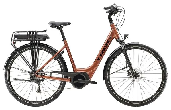 Trek Verve+ 1 Lowstep Shimano Tourney/Altus 8V 300 Wh Arancione scuro 2023 Bicicletta elettrica da città